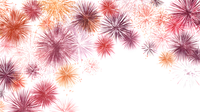 Fireworks for New Year celebration night on white background