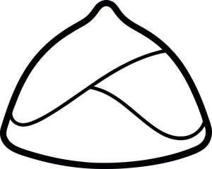 Minimal Line Art of Samosa Snack with Curved Fold and Pointed Top