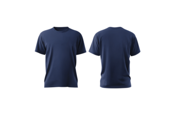 Two t shirts front and back isolated on transparent background