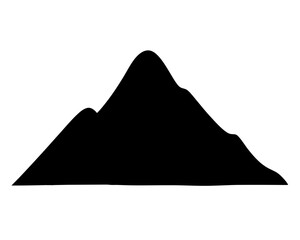 A striking silhouette depicting a prominent mountain range against a white background