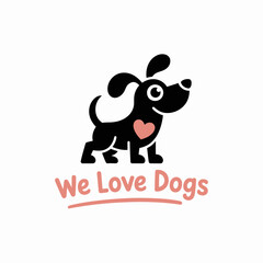 Fototapeta premium We Love Dogs Logo – Cute Minimalist Dog Illustration with Heart Design.