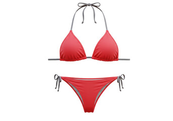 Isolated Two-Piece Red Gradient Bikini Swimsuit