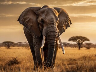 Obraz premium a majestic African elephant with textured skin