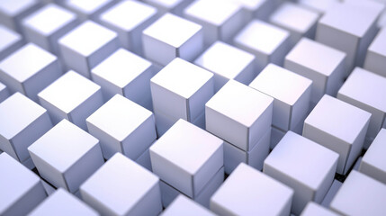 Obraz premium Abstract Arrangement of White Cubes Creating a Three-Dimensional Geometric Pattern for Artistic and Modern Backgrounds