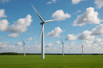 wind turbine on a green field