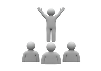 Isolated Leadership Figure Standing Above Team Members