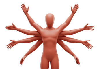 Fototapeta premium Isolated Figure with Multiple Arms Representing Multitasking