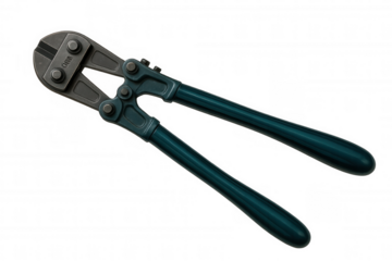 Powerful bolt cutters lying diagonally on a transparent background, ready for industrial applications