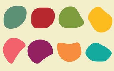 Playful drop shaped elements in bold primary and pastel colors on a light cream background, perfect for fun textile prints, children’s decor, and creative packaging design.