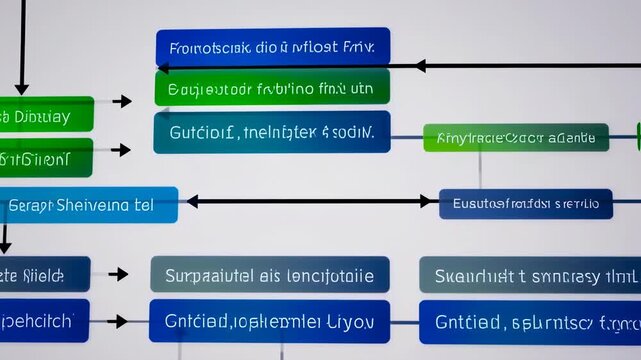 Colorful Flowchart with Arrows and Text in Multiple Languages