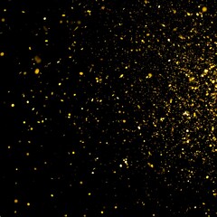 Golden glitter explosion on black