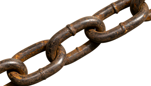 Chain knot PNG– Intricate knot made from old rusty chain links, high detail texture