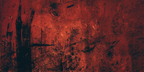 Dark Red horror scary background. grunge horror texture concrete. Dark grunge red concrete. Red textured stone wall background.