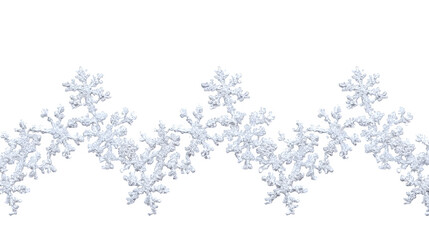 Delicate white snowflake border pattern on a white background