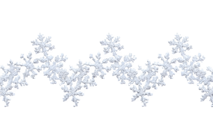 Delicate white snowflake border pattern on a white background