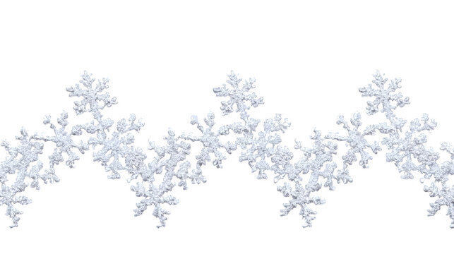 Delicate white snowflake border pattern on a white background