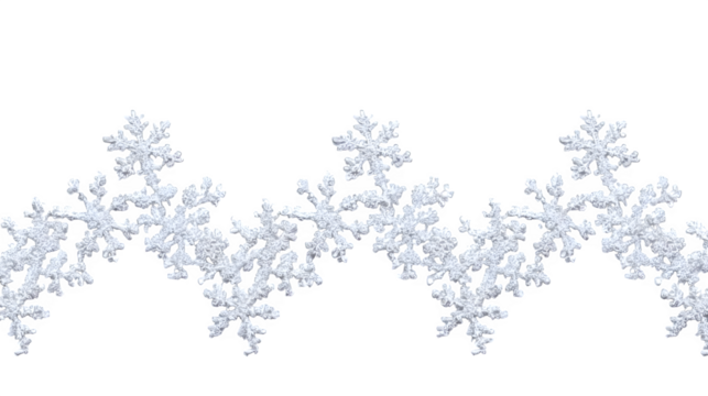 Delicate white snowflake border pattern on a white background