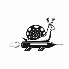 Jetpack Snail – Minimal Vector Silhouette, Side View"
