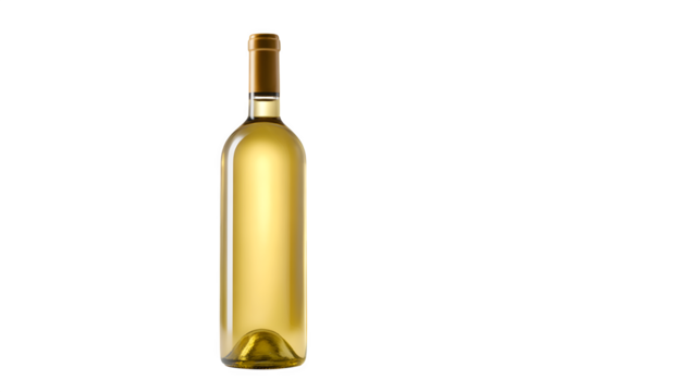 Elegant white wine bottle upright on a white background - Powered by Adobe