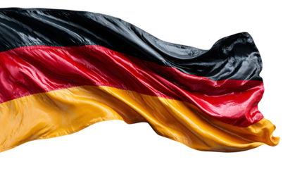 German flag waving with folds on a white background