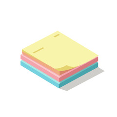 Stack of colorful sticky notes in pastel shades on white background  