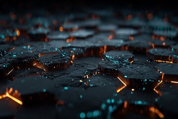 A blue and white planet with a hexagonal background