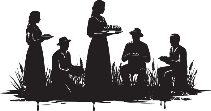 Timeless gathering monochrome silhouette celebrating community s