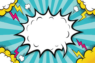 Pop art comic book style speech bubble background for announcements or promotions, vivid and dynamic