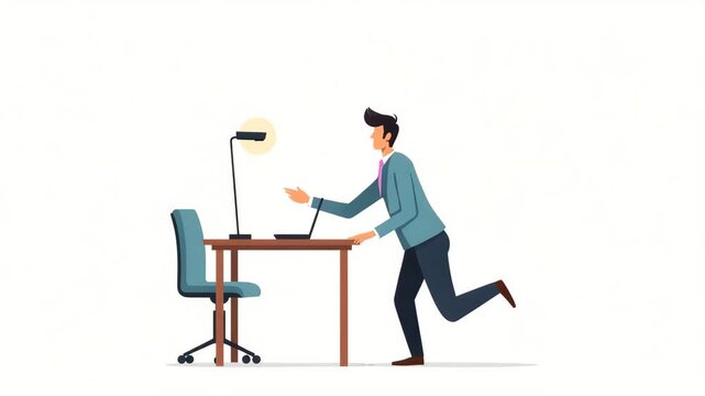 Flat Vector Illustration: Addressing Workplace Surveillance, Data Privacy, and Employee Monitoring Ethics in Business