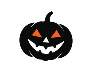 halloween pumpkin silhouette with orange eyes and sharp teeth for spooky seasonal decoration and october celebration