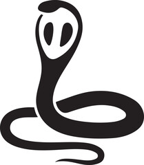 Cobra snake with wide eyes silhouette vector, Stylized snake black and white design