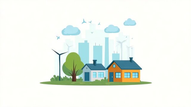 Visualizing Energy Transition: Cute Vector Illustrations of Renewable Integration, Grid Modernization, and Sustainable Power Solutions Driving Policy Reforms Away from Fossil Fuels