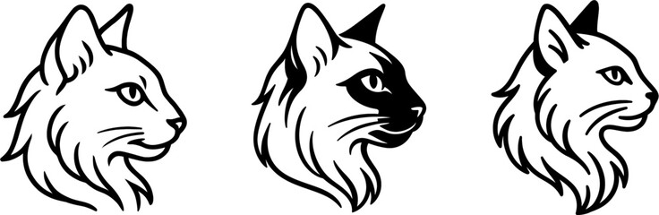 Obraz premium Balinese cat head side profile outline vector