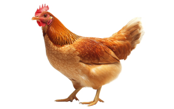 Village chicken on transparent background, png