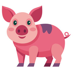 Fototapeta premium vector illustration of yorkshire pig, head portrait, flat design