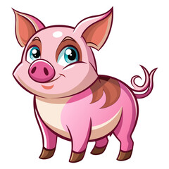 vector illustration of yorkshire pig, standing, cartoon