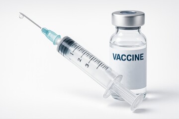 Ready for your vital dose, a medical syringe and vaccine vial symbolise health and protection