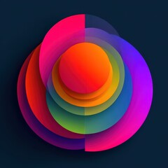 Obraz premium Abstract vibrant circle design, dark background, poster art, graphic design