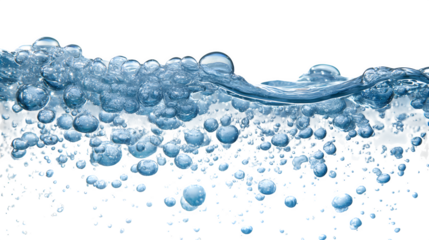 Air bubbles floating underwater on a white background