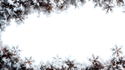 Christmas snow frame border with frosty edges on a white background