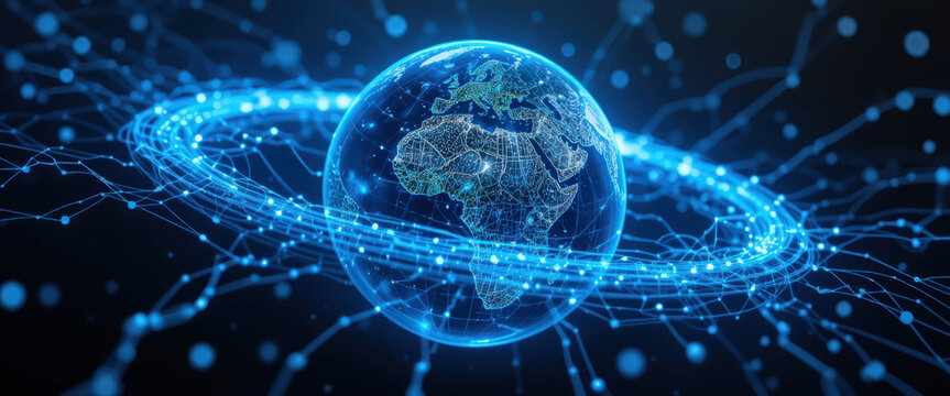 Global connectivity digital earth in a high-tech network environment 3d visualization of data interactions