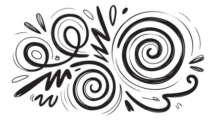 Abstract Black and White Doodle Art with Swirls and Lines Creative Expression Artistic Design Vector Illustration Modern Graphic Element Background