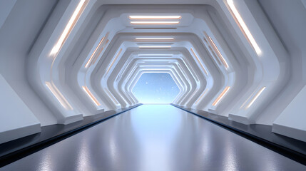 Obraz premium Futuristic minimalist sci fi spaceship interior wall