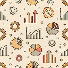 seamless pattern with graphs and statistics