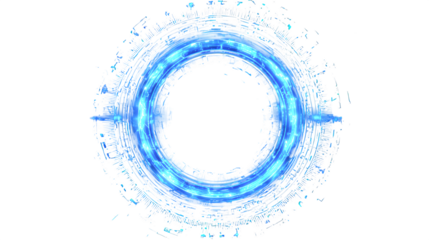 Blue glowing HUD digital circle on a white background