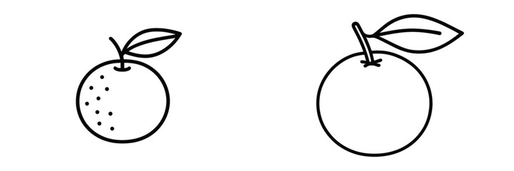 Obraz premium Illustrations of two different orange designs featuring distinctive details and leaves