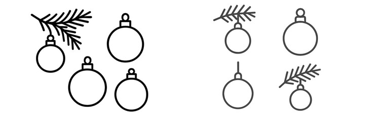 Obraz premium Decorative Christmas ornaments and pine branch design for holiday crafts and festive decor inspiration