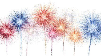 Fireworks burst pattern for New Year celebration on white background