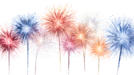 Fireworks burst pattern for New Year celebration on white background