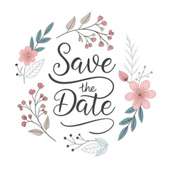 wedding invitation card with flowers